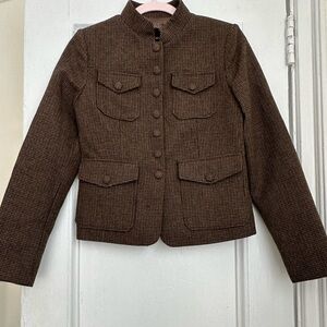 MANGO WOOL JACKET WITH BAND COLLAR AND POCKETS